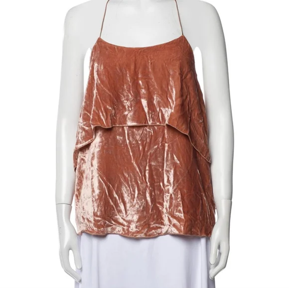 Alice & Olivia Women's Small Marybeth Halter Velvet Tank Silk-Blend New Tags - Picture 3 of 5